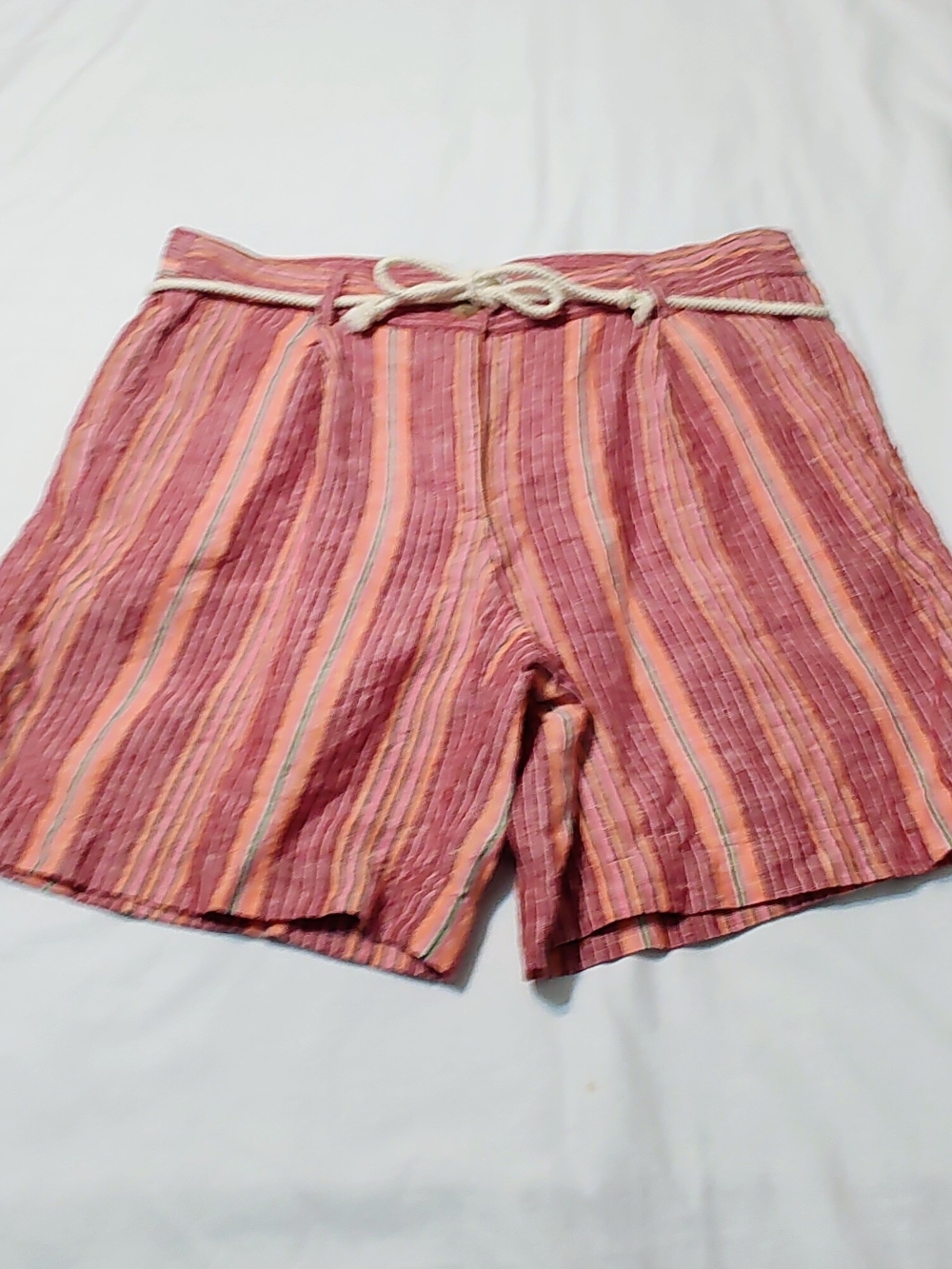 J.Jill Love Linen Striped Shorts in Coral and Peach Tones